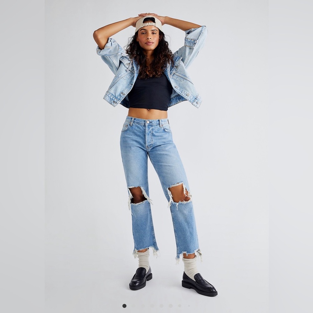 NWT We the Free Maggie Mid Rise Straight Leg Jeans in Light Stone